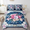 thumbnail image 1 of Boho Floral Comforter Set 7 Piece Bed in a Bag Twin,Bohemian Bedding Set,Garden Flowers Rose Comforter and Sheet Set Vintage Exotic Damask Bed Set,Antique Victorian Room Decor, 1 of 5