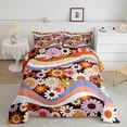thumbnail image 1 of Boho Floral Comforter Set , Vintage Groovy Flowers Quilt Full Size, 70S 80S Retro Flower Bedding Set Psychedelic 90S Floral Duvet Insert Groovy Flower Bedroom Decor, Colorful, 1 of 5