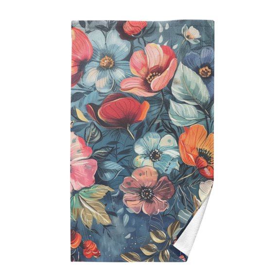 Boho Floral Cotton Face Towel Soft Hand Towel Absorbent Bathroom Towel for Kitchen Hotel