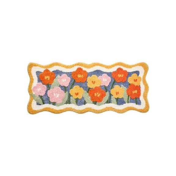 Bohemian Floral Washable Shaggy Runner Rug for Bathroom Kitchen Entryway Indoor Extra Long Non- Mat