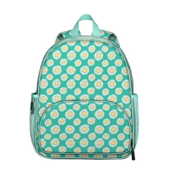 Boho Floral Daisy Students Backpack - Cute Yellow & White Flower Pattern, Durable Waterproof Material with Comfortable Dual Shoulder Support