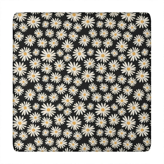 Boho Floral Daisy Table Cover - Elastic Square Tablecloth, Soft & Scratch-Resistant (Yellow Bloom, 34x34)