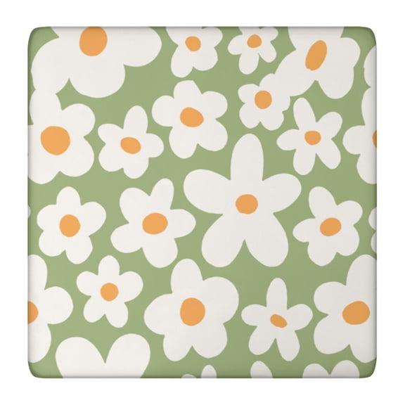 Boho Floral Daisy Table Cover - Elastic Square Tablecloth, Soft & Scratch-Resistant (Yellow Bloom, 36x36)