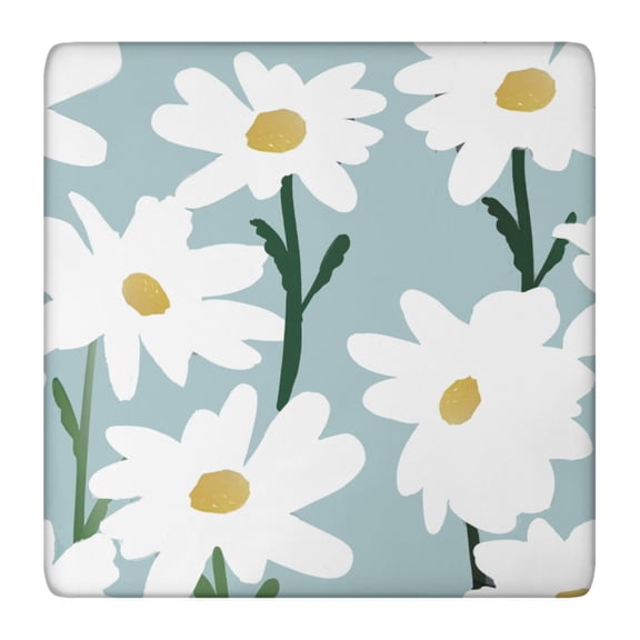 Boho Floral Daisy Table Cover - Elastic Square Tablecloth, Windproof & Washable (Summer Bloom, 36x36)