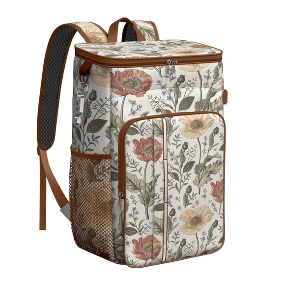 Boho Floral Design Backpack Cooler - 20L Leakproof & Lightweight, Perfect for Picnics and Outdoor Activities