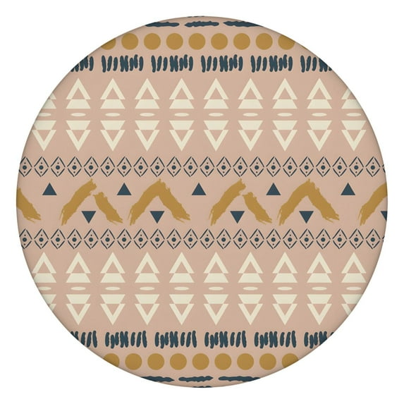 Boho Floral Design Stretch Tablecloth for Round Tables, Fits 38"-42", 44" Spillproof Cover for Thanksgiving Dinner Table