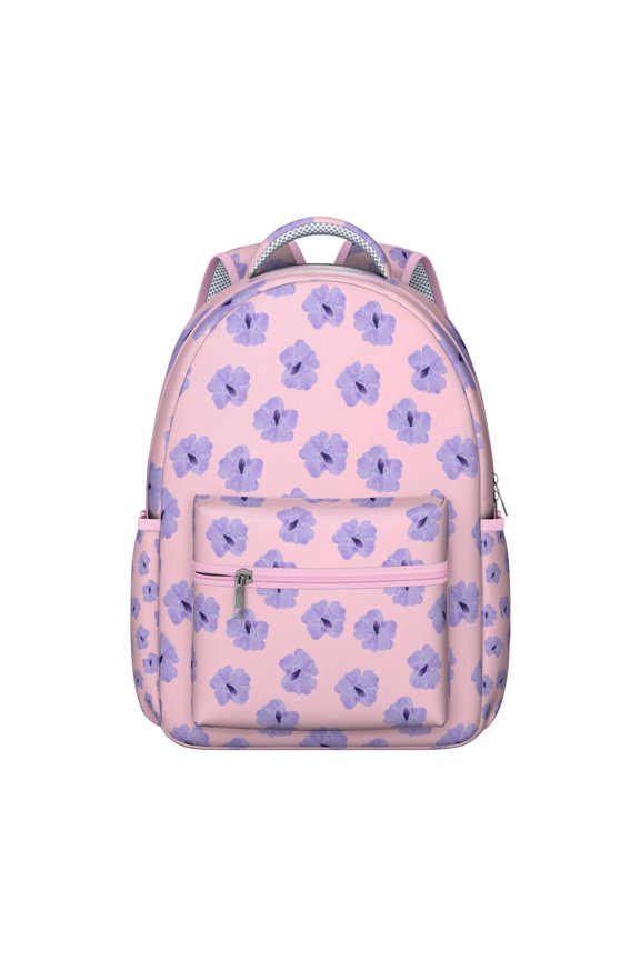 Boho Floral Design Students Backpack Comfortable, Wear-Resistant School Bag with Tropical Flower and Leaves Pattern, Adjustable Straps
