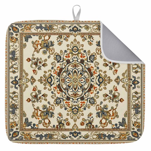 Boho Floral Dish Drying Mat for Kitchen Counter,Modern Abstract Ethnic Tribal Patterns Dish Mat Drying Kitchen Mat for Sink Fridge Drawer Dishes Drainer Mats Microfiber Drying Pad 1pcs 18"x24"