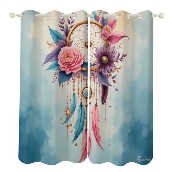 Boho Floral Dreamcatcher Print Luxury Window Curtains Blinds for Living Room Bedroom Bathroom Kicthen Door Home Decor 2 Panels