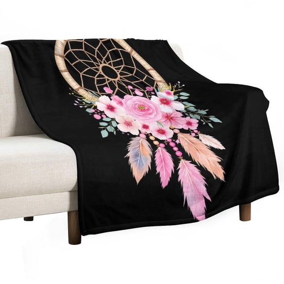 Boho Floral Dreamcatcher Print Throw Blanket Warm Microfiber Flannel Bedroom Decor Blankets For Beds