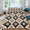 thumbnail image 1 of Boho Floral Duvet Cover Geometric Comforter Cover Red Lattice Flower Quilt Cover Gothic Boho Flower Print Bedding Set Teens Geometry Grid Stripe Bed Sets Bedroom Decor, 1 of 4