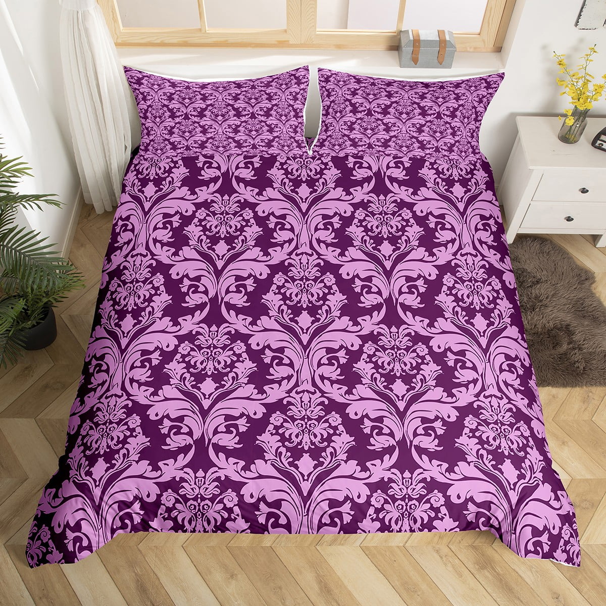 Boho Floral Duvet Cover Set Victorian Queen Bedding Sets,Gothic Paisley
