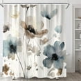 thumbnail image 1 of Boho Floral Extra Long Shower Curtain, Cream Tan Beige Blue Grey White Watercolor Flower Fabric Shower Curtains Set for Bathroom Decoration with Hooks 72 X 83 inch Cute Farmhouse Bath Decor, 1 of 6