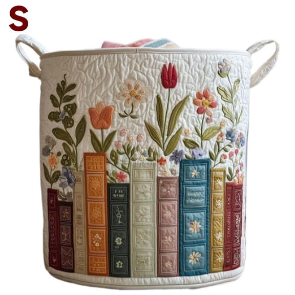 Boho Floral Fabric Storage Hamper, Collapsible Soft Clothes Organizer Tote, Quilted Laundry Baskets, Portable Laundrys Basket for Nursery, Bedroom, Laundry Room,Clothes & Toys - Shape16 - Size S