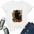 thumbnail image 1 of Boho Floral Fall Black Cat Halloween Pumpkin Lover Unisex T-Shirt, up to size 5XL, 1 of 2