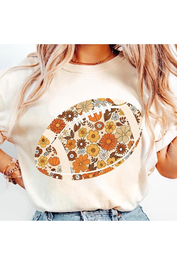 Boho Floral Football Retro Fall Sublimation Design SWEATSHIRT All Size S-5XL