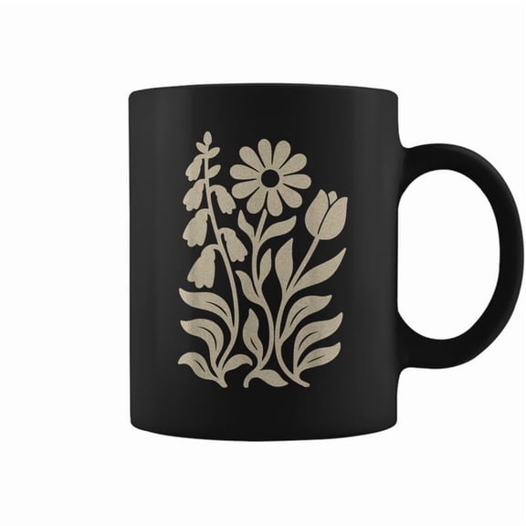 Boho Floral Foxglove Daisy Tulip Subtle Distressed Coffee Mugs