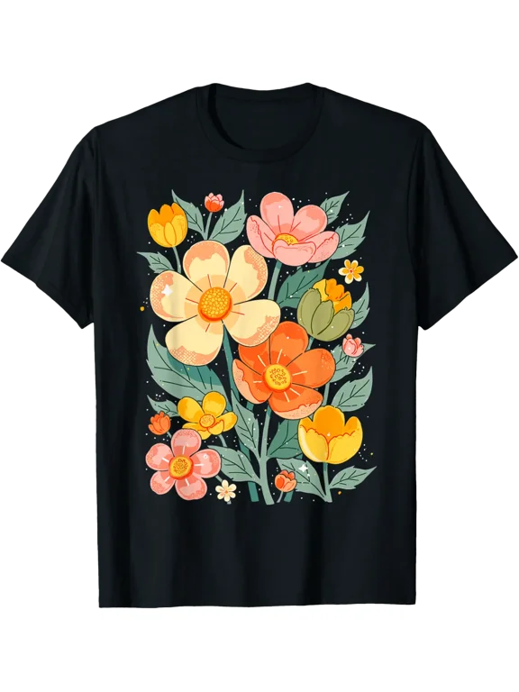 Boho Floral Garden Botanical Cottagecore T Shirt Size S-5XL