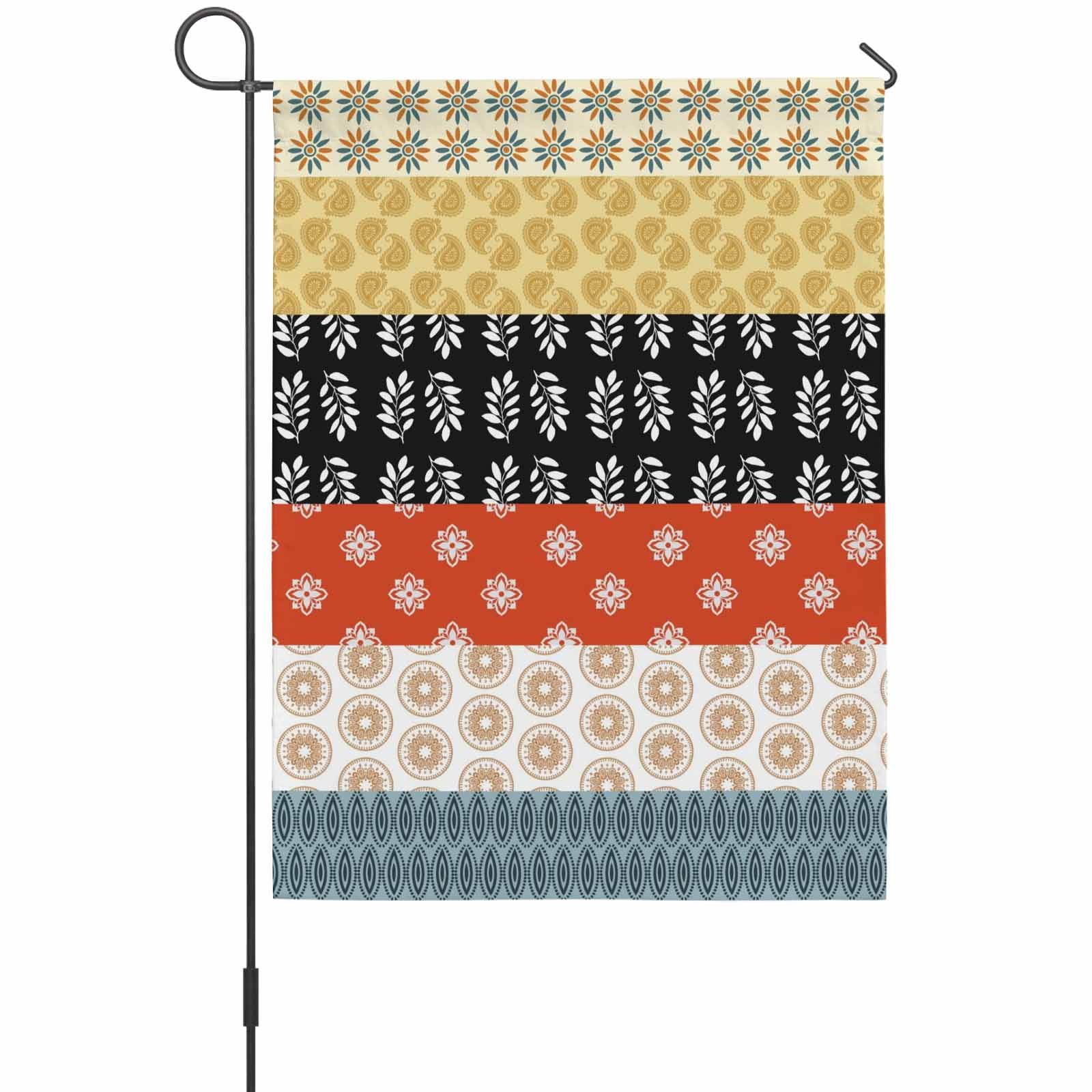 Boho Floral Garden Flag 12 x 18 Inches, Paisley Yellow Black Red Blue ...