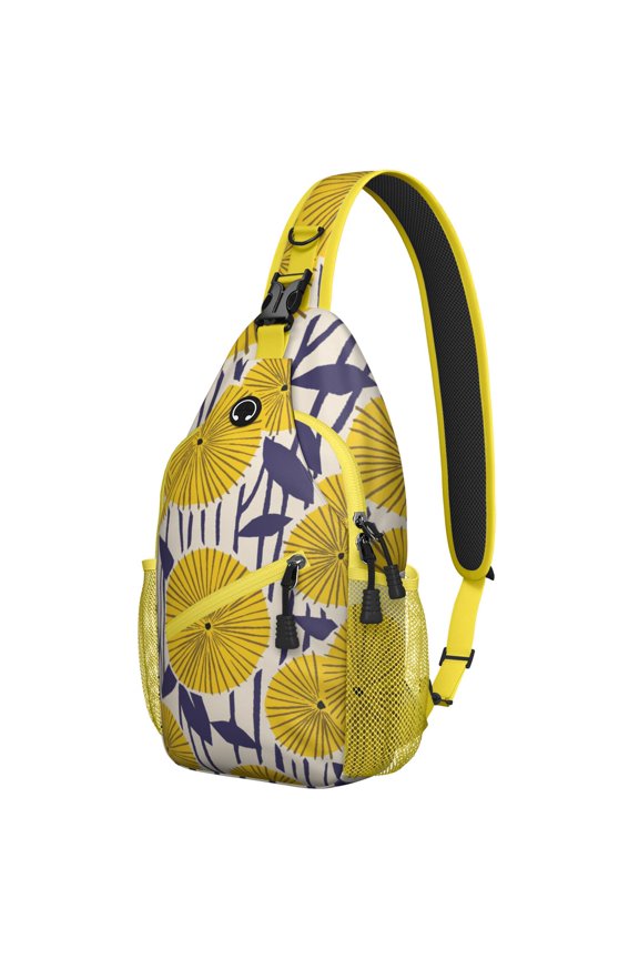 Boho Floral Garden Print Sling Bag, Lightweight Romantic Crossbody Shoulder Pack with Watercolor Bloom for Outdoor Travel