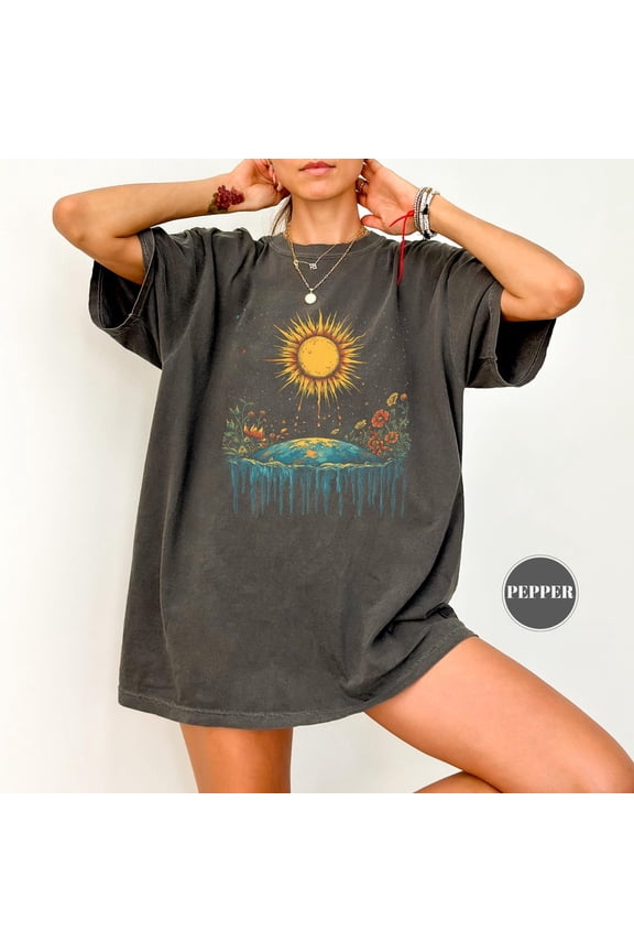 Boho Floral Golden Sun T-Shirt, Hippie Clothing Women, Chic Style, Women Clothing, Hippy Clothes, Vintage Bohemian Attire, Earthy Ideas SWEATSHIRT All Size S-5XL