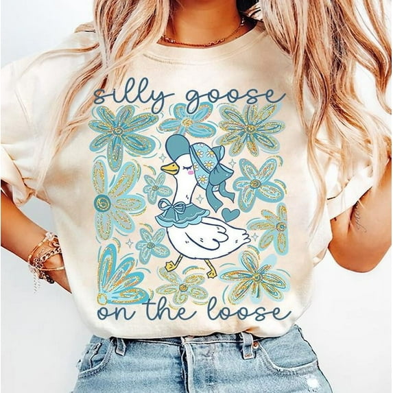 Boho Floral Goose Shirt, Mama Goose Shirt, Spring Floral Shirt, Silly Goose on the Loose Shirt, Coquette Bow Shirt, Duck Shirt, Goose Lover Shirt