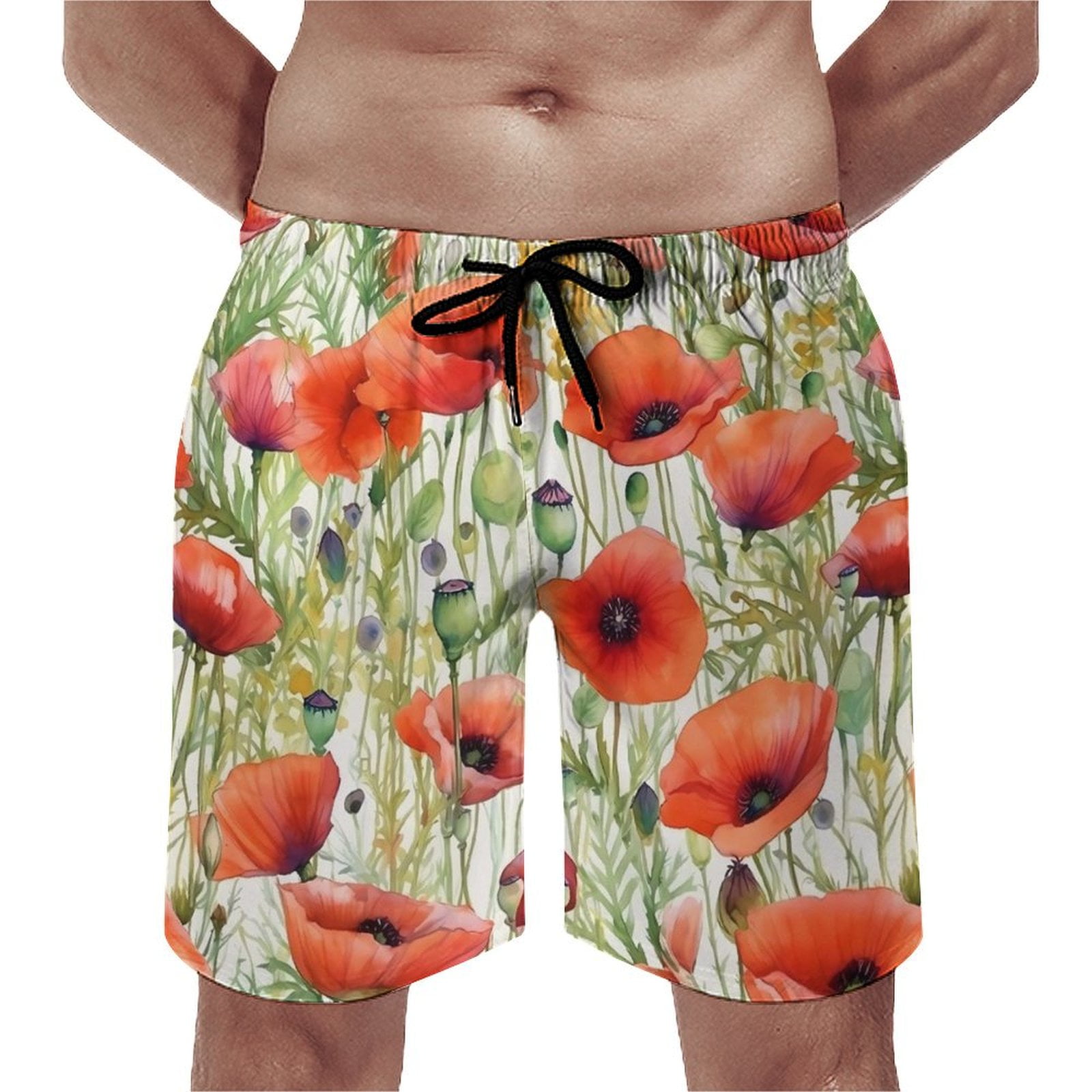 Boho Floral Gym Shorts Colorful Print Funny Board Short Pants Men