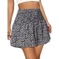 thumbnail image 1 of Boho Floral High Waist Drawstring Skorts for Women - Summer Ruffle Flowy Skirts Black L, 1 of 7