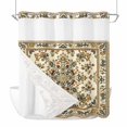 thumbnail image 1 of Boho Floral No Hook Shower Curtain Waterproof, Bathroom Curtains with Snap in Liners and See Through Top Window, Modern Abstract Ethnic Tribal Patterns Hotel Style Bathtub Curtains Shower 72"Wx78"L, 1 of 8