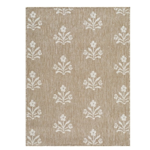 Boho Floral Indoor Outdoor Flatweave Area Rug Stain Fade Resistant for Patio Living Room Entryway YYUZH