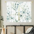 thumbnail image 1 of Boho Floral Kitchen Curtains - 40 Inch Length for Small Window Treatments, Blue Rod Pocket Top Tier Curtains for Bathroom, Closet Door Coverings, 2 Panels Set, 28x40, 1 of 6