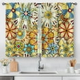 thumbnail image 1 of Boho Floral Kitchen Curtains - Bohemian Colorful Flowers Print Cafe Small Short Tier Window Curtains for Bathroom Living Room Decor Rod Pocket Window Drapes 36 Inch Length Set 28"x36", 1 of 5