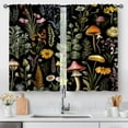 thumbnail image 1 of Boho Floral Kitchen Curtains - Bohemian Mushroom Vintage Plants Flowers Cafe Small Short Tier Window Curtains for Bathroom Living Room Decor Rod Pocket Window Drapes 36 Inch Length Set 28"x36", 1 of 5