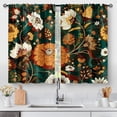 thumbnail image 1 of Boho Floral Kitchen Curtains - Bohemian Tropical Rustic Retro Flower Cafe Farmhouse Small Short Tier Window Curtains for Living Room Decor Rod Pocket Window Drapes 36 Inch Length Set 28"x36", 1 of 5