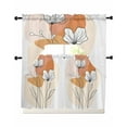 thumbnail image 1 of Boho Floral Kitchen Curtains Sets 36 Inch Length with Valance, Abstract Contemporary Minimalist Clean-lined Swag Valances and Tiers Curtain Set Drapes Swag Curtains for Living Room, Bathroom, Bedroom, 1 of 6