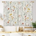 thumbnail image 1 of Boho Floral Kitchen Curtains Yellow Orange Flower Wildflower Small Short Cafe Window Curtains Plant Leaves Botanical Country Bathroom Drapes Treatment Tier Curtains 2 Panels (27.5x39 Inch), 1 of 6