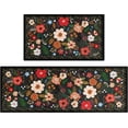 thumbnail image 1 of Boho Floral Kitchen Mat Set of 2,Modern Farmhouse Kitchen Rugs and Mats Non Skid Washable,Bohemian Kitchen Runner Rugs with Rubber Backing (Black 17"x47"+17"x30"), 1 of 6
