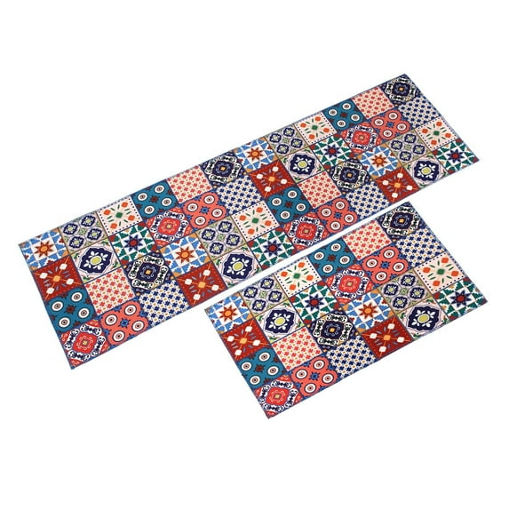 Boho Floral Kitchen Rug Mat Set of 2, Colorful Floor Runner Rug Mat with Non Slip Rubber Backed for Home Kitchen Decor, 15.75''x23.62'' + 15.75''x47.24''