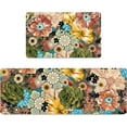 thumbnail image 1 of Boho Floral Kitchen Rug Set 2 Colourful Flowers Non-Slip Kitchen Floor Mats Cushioned Anti Fatigue Comfort Standing Bohemian Mat Waterproof Laundry PVC Carpet (17.3 x 28 Inch+17.3 x 47 Inch), 1 of 6