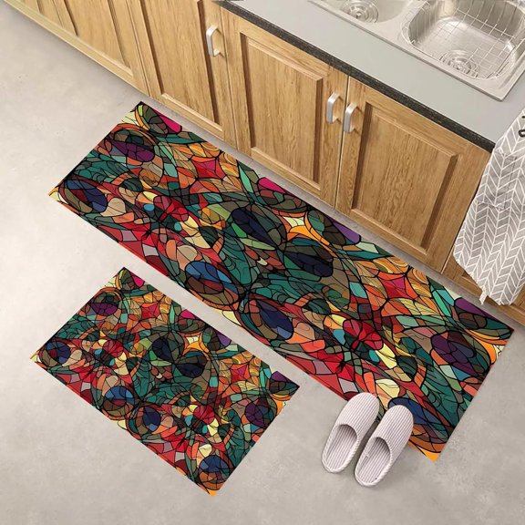 Boho Floral Kitchen Rugs and Mats Non Skid for Floor Anti Fatigue Kitchen Mat Kitchen Decor
