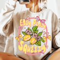 thumbnail image 1 of Boho Floral Lemon Bow Sweatshirt, Easy Peasy Lemon Squeezy Top, Preppy Trendy Summer Shirt, Cute Coquette Style, Bright Summer Outfit, 1 of 5
