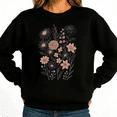 thumbnail image 1 of Boho Floral Line Art Womans Print Sweatshirt Graphic Sweatshirt Black White S-3XL Floral Casual Tops, 1 of 4