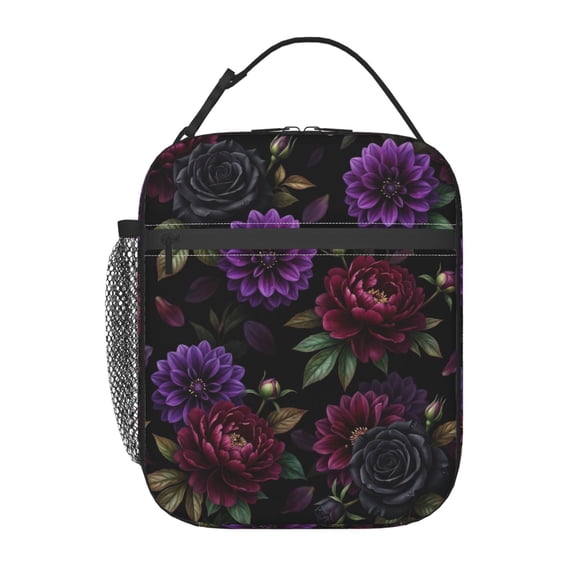 Boho Floral Lunch Bag Colorful Flower Reusable Lunch Box Small Portable Insulated Cooler Tote Bag For Women Men Work Travel Picnic