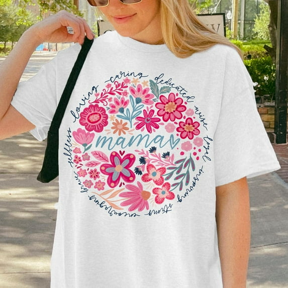 Boho Floral Mama Shirt, Mom Adjectives T-shirt, She Is Mom Shirt, Mother's Day Gift