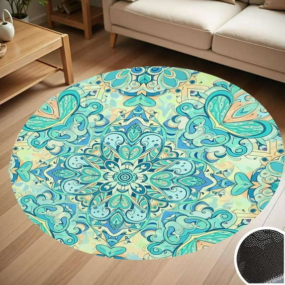 Boho Floral Mandala Pattern Round Carpet Living Room Bedroom Home Decoration Coffee Table Mat Lounge Rug Chair Mats