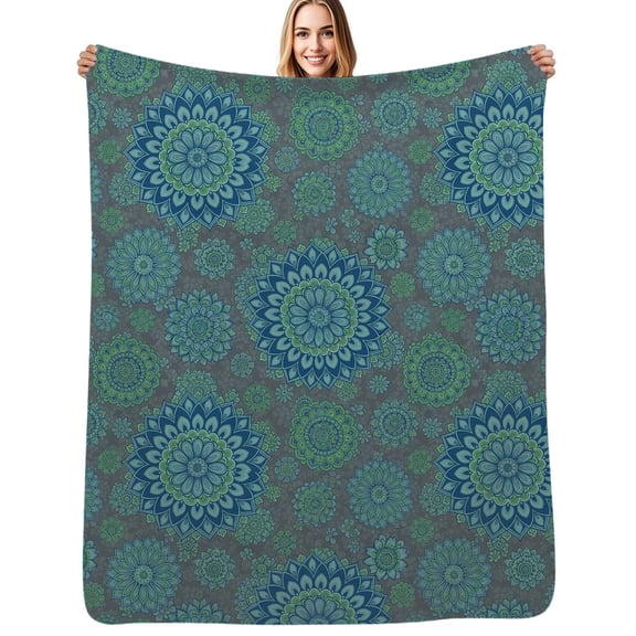 Boho Floral Mandala Pattern Soft Blanket Travel Bedding Throws Flannel Bedspread Sofa Bed Cover