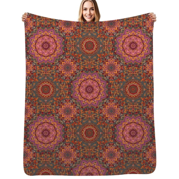 Boho Floral Mandala Pattern Soft Blanket Travel Bedding Throws Flannel Bedspread Sofa Bed Cover
