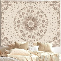 Boho Floral Mandala Tapestry Wall Hanging Bohemian Flower Beige Brown Small Tapestry for Bedroom Living Room Dorm Decor 40 x 30 Inch