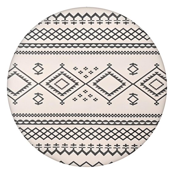 Boho Floral Motif Round Tablecloth with Elastic Band, 44 Inch Fits 38"-42" Tables, Spill Resistant for Picnic, Party, and Kitchen Use