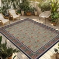 thumbnail image 1 of Boho Floral Outdoor Rug for Patio/Deck/Porch, Non-Slip Large Area Rug 4 x 6 Ft, Vintage Flowers Abstract Art Ethic Tribe Indoor Outdoor Rugs Washable Area Rugs, Reversible Camping Rug Carpet Runner, 1 of 8